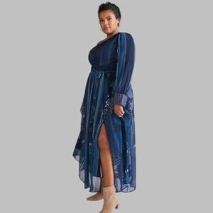 Nikita Mhaisalkar One Shoulder Maxi Dress Navy Size 2X